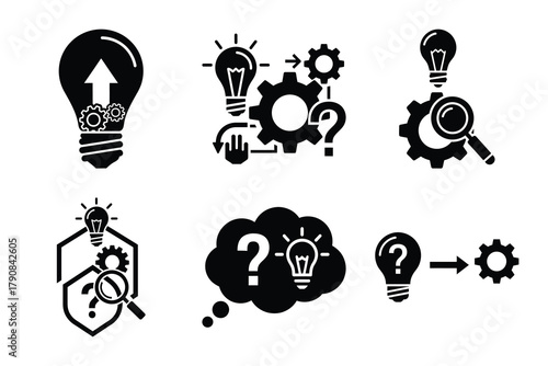 problem solving icon silhouette vector illustration isolated flat style art