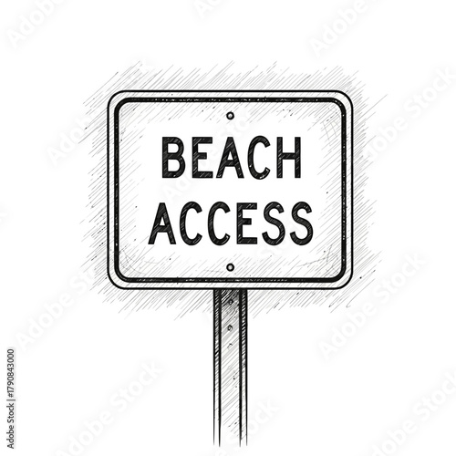 Stylized Sketch of Beach Access Signage Offering Coastal Navigation
