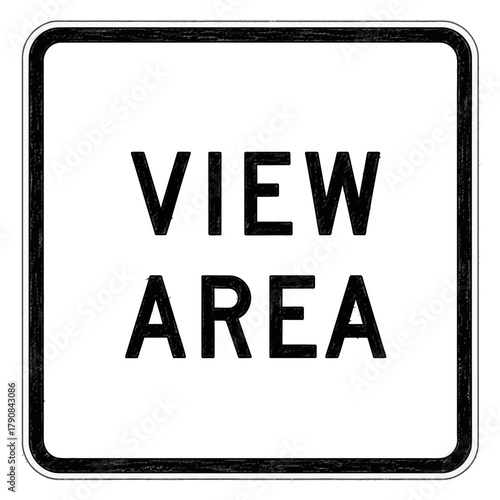 Vector view area sign, emphasizing observation point and scenery showcase