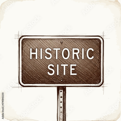 Vintage styled illustration of a historic site marker sign for preservation