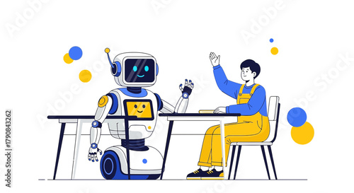 Illustrative Depiction of Human and Robot Interaction in a Learning Environment Setting