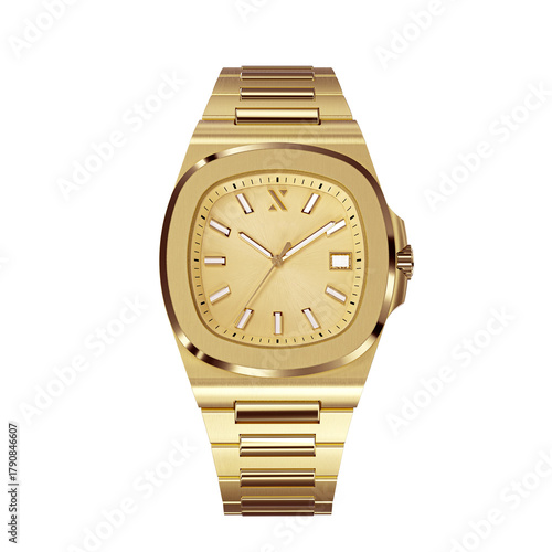 Quadro em tela Luxury gold wristwatch front view