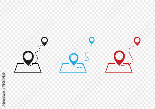 Map pin location icons, navigation Modern map markers .markers, Set of travel app symbols,
location-based designs Vector illustration on a white background