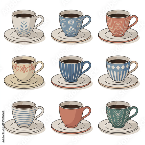 Cup set vector