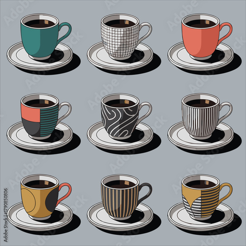 Cup set vector