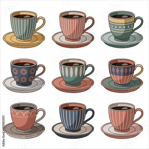 Cup set vector