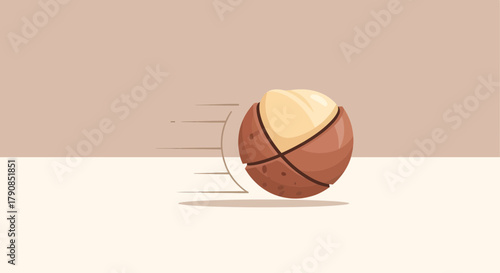 A Cartoon Illustrated Nut With Speed Lines Graphic on Abstract Background
