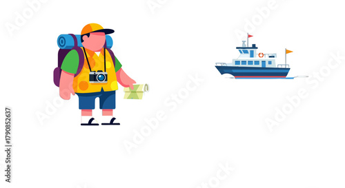 A Curious Traveler Planning Trip Near a Ferry, a Journey on Sea, Adventure Awaits Now