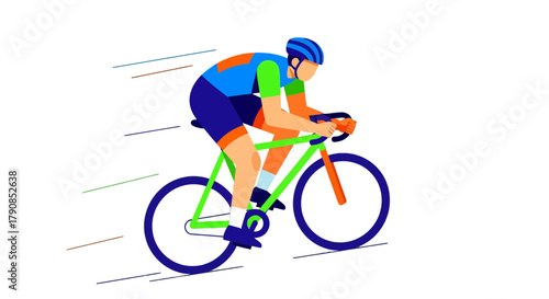 A Cyclist in Action: Dynamic Illustration of Speed, Endurance and Competition