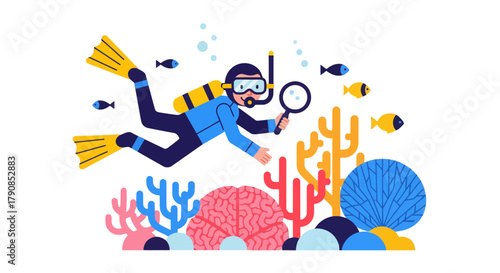 A Diver Explores The Underwater Realm Discovering Marine Life Amongst Colorful Coral