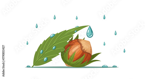 A Gentle Rain Protects The Nut, A Serene Scene Of Nature In A Peaceful Setting