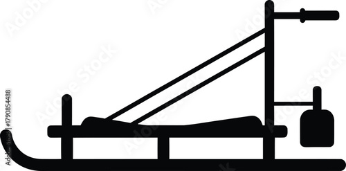 Historic Snow Sled with Seat and Runners Winter Activity Icon Vector silhouette