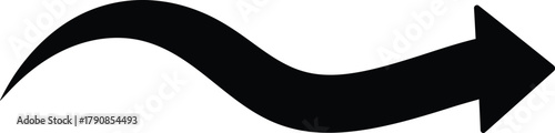 Horizontal Curvy Arrow Representing Flow and Direction Design Vector silhouette