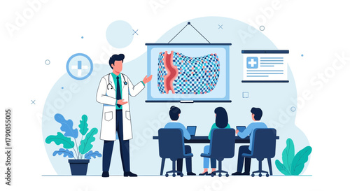 Medical Professional Leading a Presentation to Colleagues about spinal cord injuries research and