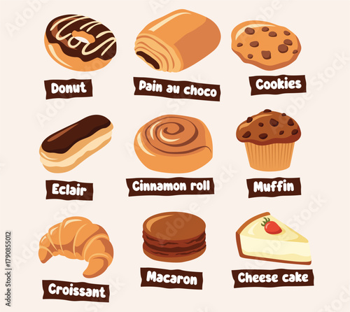 set of bakery products