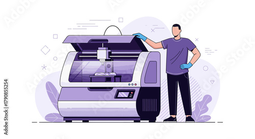 Modern 3D Printing Technology Illustration: A Clean and Professional Visual Presentation