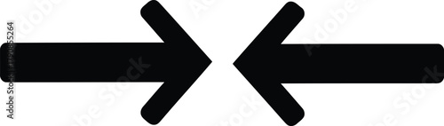 Two Opposing Directional Arrows Representing Conflict Concept Vector silhouette