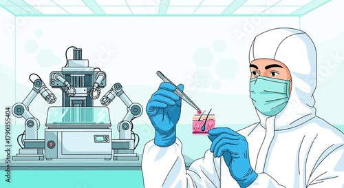 Modern dermatology research and skin cell manipulation in advanced medical lab
