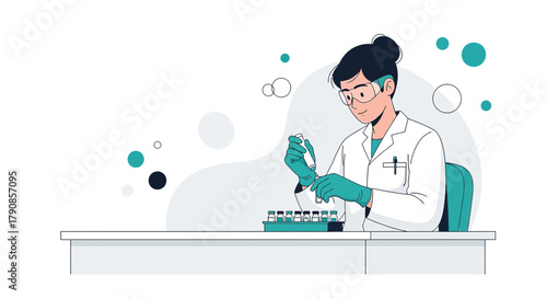 Scientist analyzing medical samples in laboratory setting for research and development