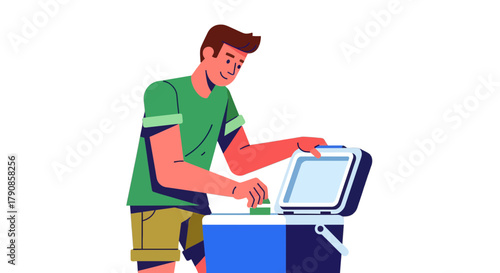 A Person Opens Cooler Container Filled with Provisions for a Pleasant Outing