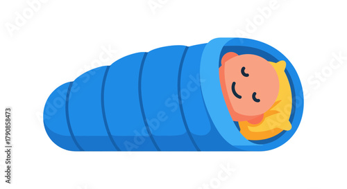 A Peaceful Infant Sleeping Soundly, Comforted Within a Cozy Sleeping Bag