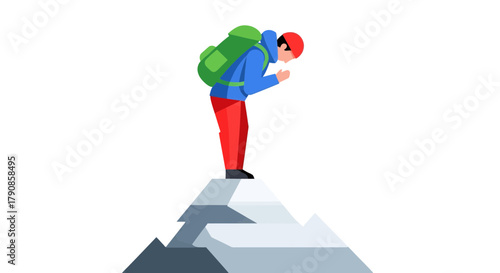 A Person Reaching The Summit Illustrating Overcoming Obstacles And Success
