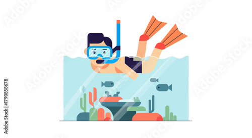 A Person Scuba Diving in the Ocean With Colorful Fish and Aquatic Plants