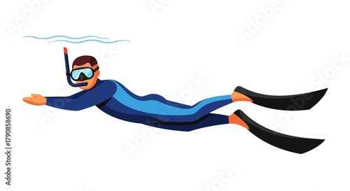 A Person Scuba Diving Depicted Swimming Underwater with a Black Background