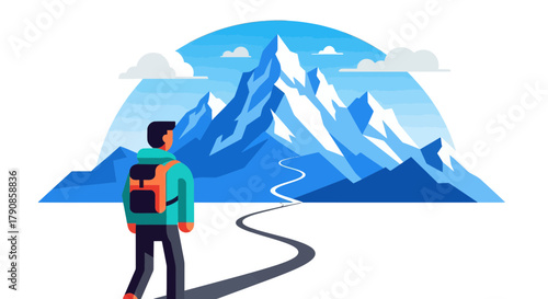 A Person Standing in Front of a Majestic Mountain Reflecting Concepts Of Adventure