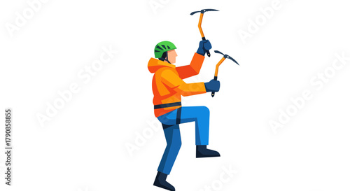 A Person Climbing Up With Ice Axes Into The Darkness, Representing An Adventure