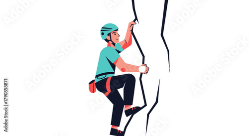 A Person Climbing A Rock Face In A Graphic Illustration Against Black Background