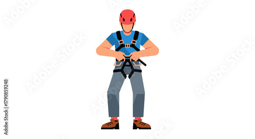 A Person Equipped With Safety Gear Demonstrating Harness Technique On Black Background