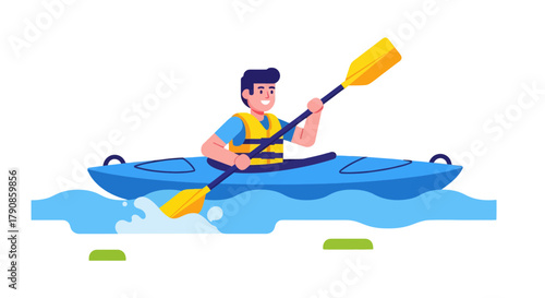A Person Kayaking On The Water: Enjoying The Paddling Process On A Sunny Day
