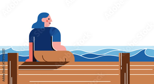 A Person Meditating While Seated On A Pier Observing The Serene Water