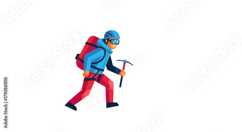 Adventurer Ascending A Mountain Vector Illustration Against A Dark Background