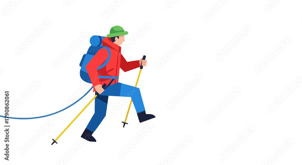 Fototapeta premium Adventurer Ascends A Path: Exploring The Unknown Through Modern Minimalism