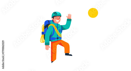 Adventurer Ascending Towards The Light During Night Time Exploration Adventure