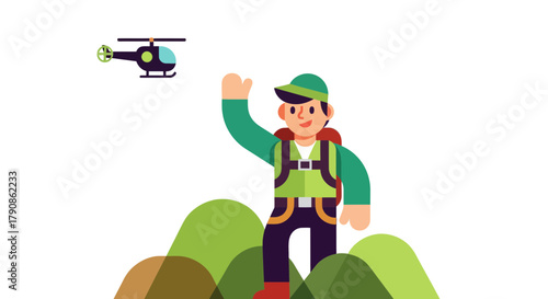 Adventurer Calls For Assistance While Helicopter Flies In With Rescue Support