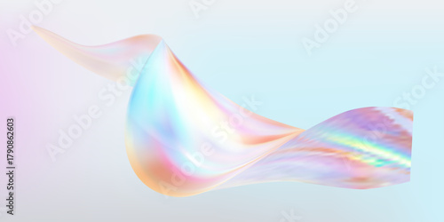 Abstract luminous flow with shimmering holographic reflections.