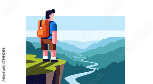 Adventurer Contemplates Majestic Valley Depicting The Marvels of Nature's Immense Beauty