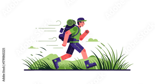 Adventurer Embarking On Expedition Through Nature, Overcoming Obstacles, Pursuing Goals