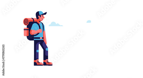 Adventurer Embarking On Expedition Amidst Serene Clouds Representing Wanderlust Journeying