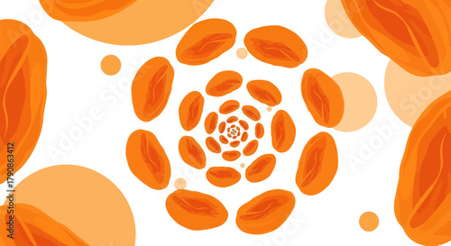Abstract Spiraling Apricot Artwork With Orbs On Black Background Creative Digital Illustration
