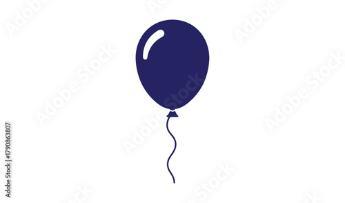 Simple dark blue balloon floating on a white background