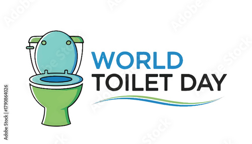 World toilet day celebration with illustrated toilet and wavy lines