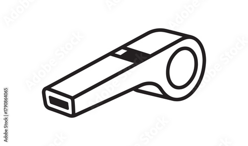 Simple line drawing of a classic sports whistle