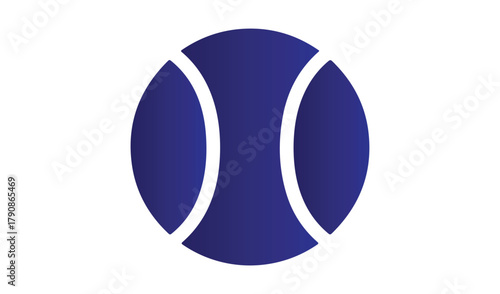 Simple dark blue tennis ball icon on white background