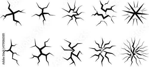 Cracked Lightning Branch Vector Set