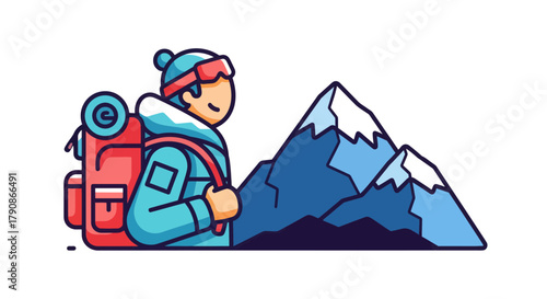 Adventurer Standing Next To Mountain Range Depicting Outdoor Recreation Activity
