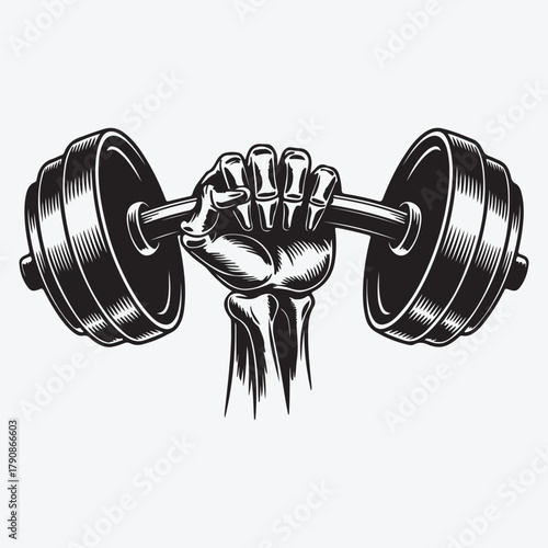 Powerful Hand Lifting a Barbell"